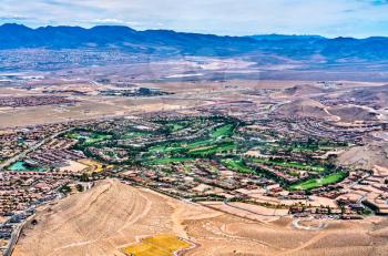 Aerial view of the Southern Highlands community near Las Vegas in Nevada, United States
