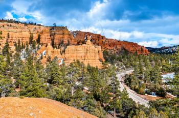 Scenic Byway 12 at Red Canyon within Dixie National Forest in Utah, the United States