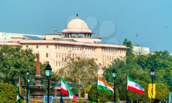 View of Krishi Bhavan, a governmental building in New Delhi, the capital of India