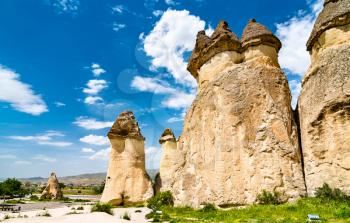 Fairy Chimney rock formations at Goreme National Park in Cappadocia, Turkey