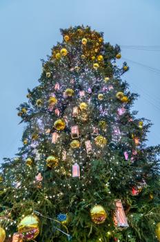 Christmas tree on Sophia Square in Kiev, the capital of Ukraine