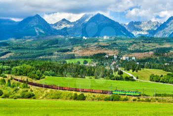Freight train in the High Tatra Mountains - Slovakia, Central Europe