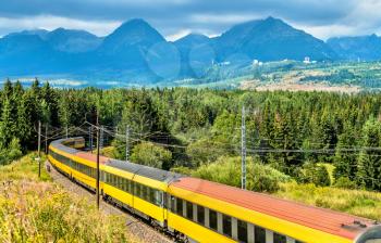 Passenger train in the High Tatra Mountains - Slovakia, Central Europe