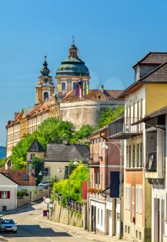 View of Stift Melk, a Benedictine abbey above the town of Melk, Lower Austria