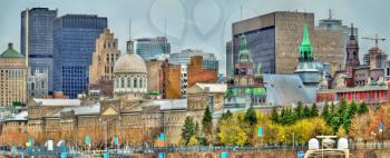 Panoramic view of old Montreal with Bonsecours Market - Quebec, Canada