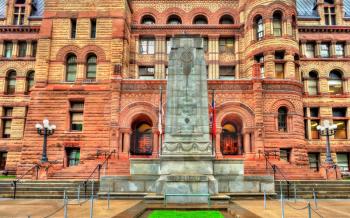 Toronto, Canada - May 2, 2017: Memorial at the Old City Hall of Toronto. It is a Romanesque civic building and court house