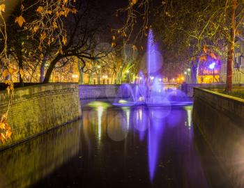 Jardins de la Fontaine in Nimes at night - France, Languedoc-Roussillon