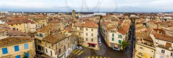 Panorama of the historic center of Arles - France