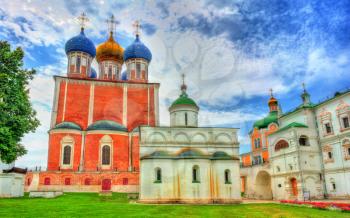 Cathedrals of Assumption and of St. Michael the Archangel. Ryazan Kremlin, the Golden Ring of Russia
