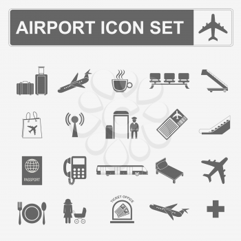 Airport, air travel icon set. Vector illustration
