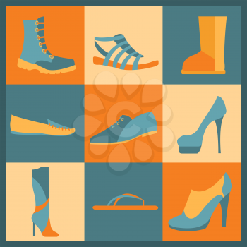 Footwear elements icons set. Easily edited. Vector illustration