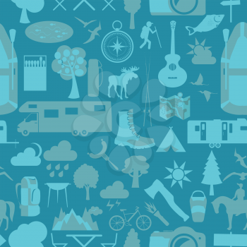 Camping outdoors hiking seamless. Pattern.  Vector illustration