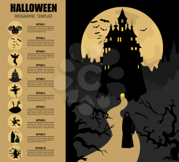 Halloween infographic template. Flat icons. Vector illustration