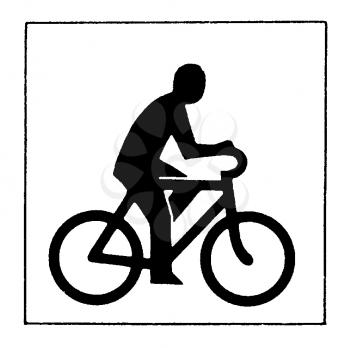 Royalty Free Clipart Image of a Man on a Bike