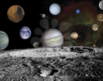 Royalty Free Photo of The Solar System, Planets and their Moons 