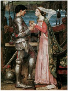 Royalty Free Clipart Image of Tristan and Isolde by John William Waterhouse
