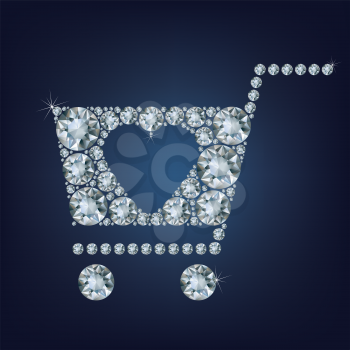 Shopping basket sign made a lot of diamonds