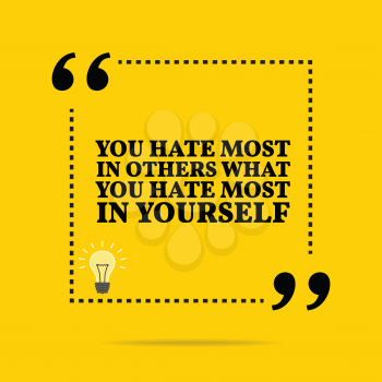 Inspirational motivational quote. You hate most in others what you hate most in yourself. Simple trendy design.