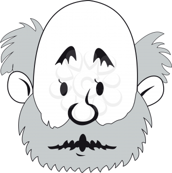 Illustration of head cartoon bald man with a beard