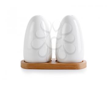 White salt and pepper shakers. Clipping path.