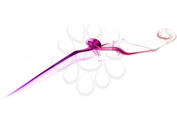Abstract bright colored purple smoke on a white background.