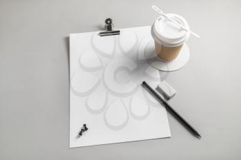 Blank stationery template on paper background. For graphic designers presentations and portfolios.