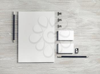 Blank stationery template for placing your design. Mockup for branding identity. Flat lay.