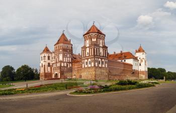 Mir, Belarus - August 04, 2016: Ancient medieval castle with towers in Mir, Belarus. UNESCO World Heritage