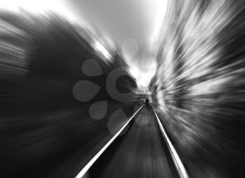 Black and white man on railway motion blur background