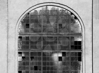 Broken Russian factory window backdrop hd