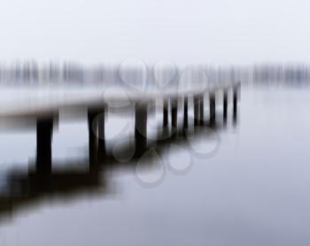 Horizontal black and white motion blur quay bridge abstraction background backdrop