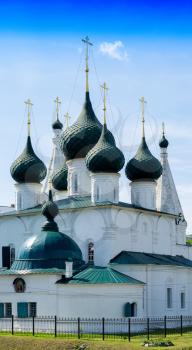Vertical vivid summer orthodox Russian church temple background backdrop