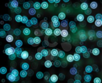 Horizontal cold blue circle bokeh spheres abstraction background