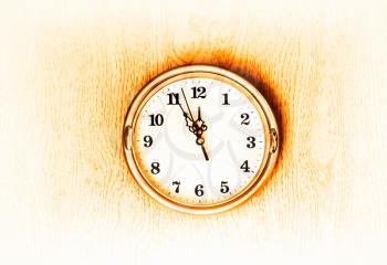 Vintage golden clock on the wall texture background hd