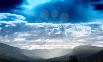 Raining in Norway valley landscape background hd