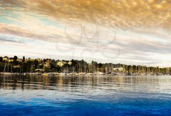 Oslo yacht club orange sunset background hd