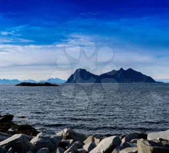 Square vivid Norway rocks fjords mountains landscape background backdrop