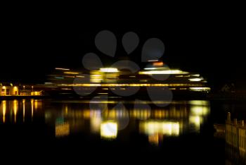 Horizontal rotating Norway night light ship abstraction background backdrop
