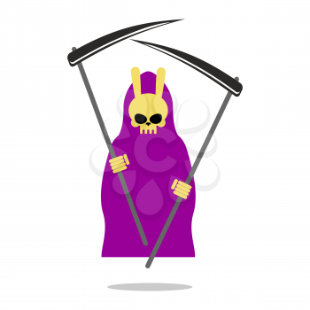 Bunny death purple cloak and Scythe. Grim Reaper  with  rabbit Skull.
