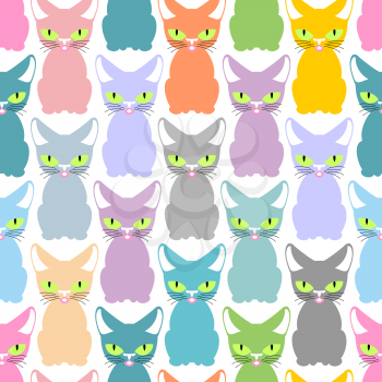 Color cat seamless texture. Pattern of cute cats. Pet background for fabric.