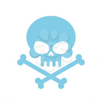 Cute Skull with bones. honey, kind Blue Head skeleton. Logo, emblem for Halloween