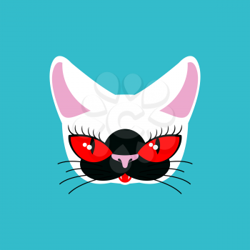 Siamese cat face isolated. Pet on green background