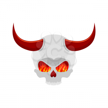 demon skull with horns. eyes of flame. Satan skeleton