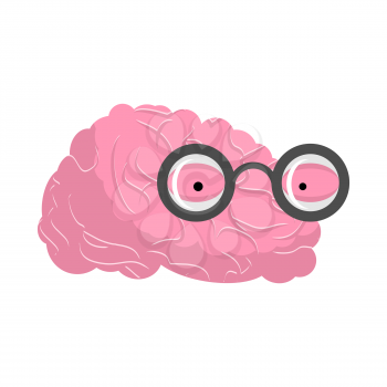 Brain glasses. Genius of human brains. Egghead mind

