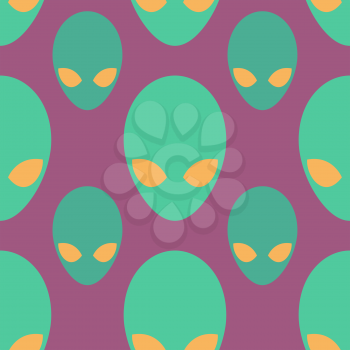 Alien seamless pattern. Space invaders background. UFO texture
