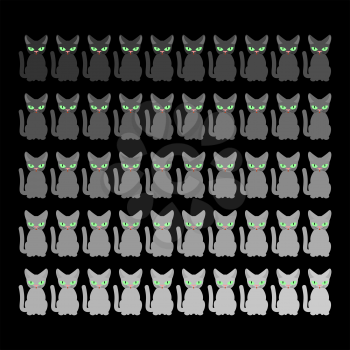 50 cats. Home pet Gray shades set. Vector illustration
