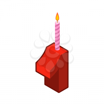 1 number and Candles for birthday. one figure for holiday cartoon style. Vector illustration