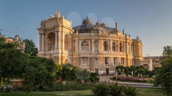 Odessa National Opera and Ballet Theater in a summer morning