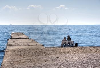 Odessa, Ukraine - 04.08.2019. Langeron city beach on a sunny spring morning.