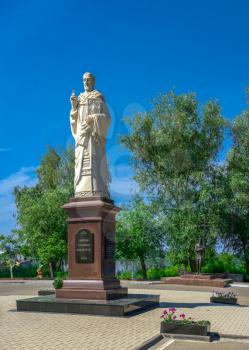Vilkovo, Ukraine - 06.23.2019. Monument to St Nicholas the Wonderworker in the village of Vilkovo, Ukraine.
